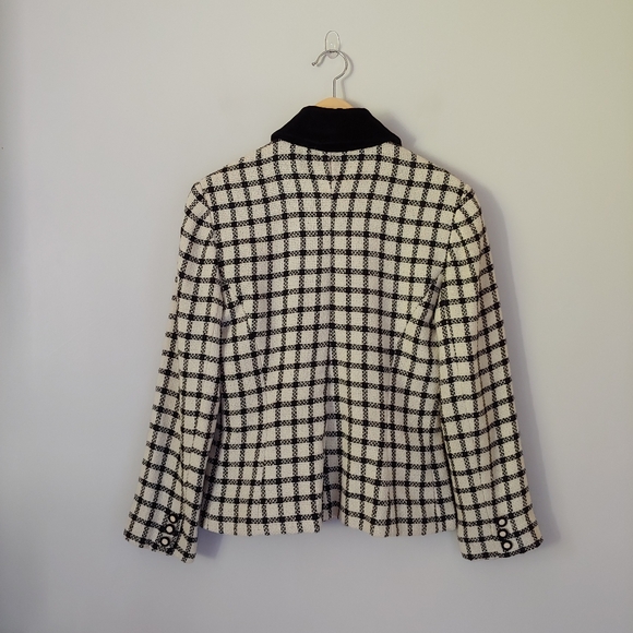 Oscar de la Renta Vintage Wool Checked Jacket Size US 6 - Picture 4 of 15